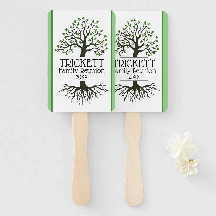 Sage Green Family Tree Family Reunion Hand Fan Zazzle