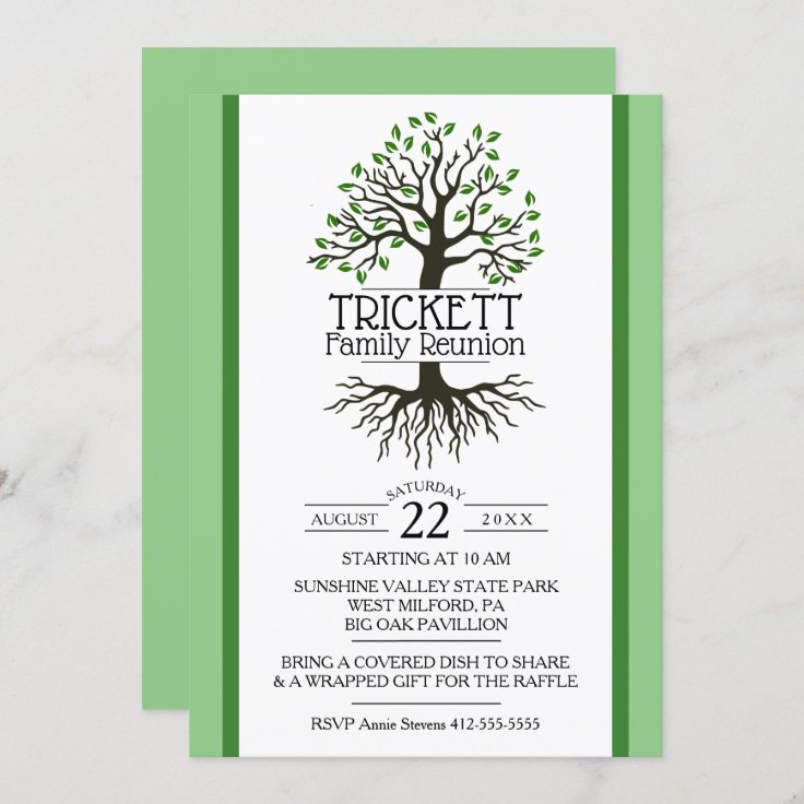 Sage Green Family Tree Family Reunion Invitation | Zazzle