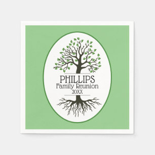 Sage Green Family Tree Family Reunion Napkins