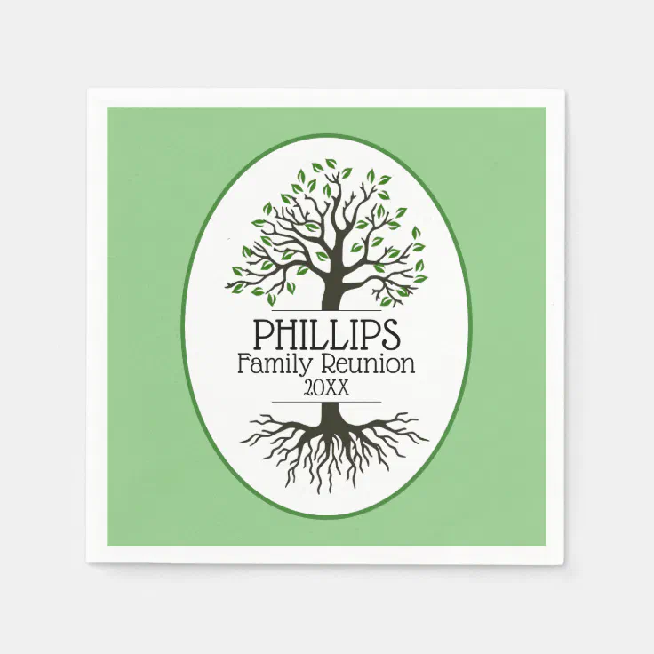 Sage Green Family Tree Family Reunion Napkins Zazzle
