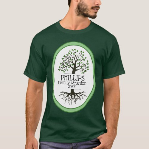 Sage Green Family Tree Family Reunion T_Shirt
