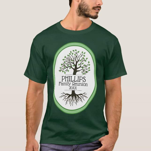 Sage Green Family Tree Family Reunion T-Shirt (Front)