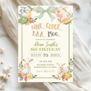 Sage Green Farmer's Market Kids Birthday Invitation