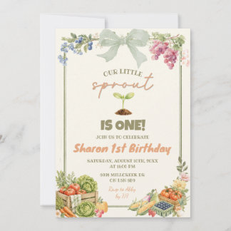 Sage Green Farmer's Market Little Sprout Birthday Invitation
