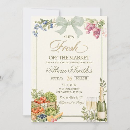 Sage Green Farmer's Market She's Off The Market Invitation