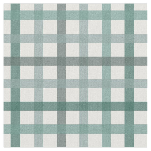 Sage Green Farmhouse Gingham Plaid Tartan Pattern  Fabric (Close Up)