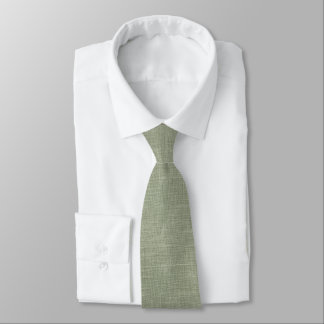 Sage Green Faux Linen Look Wedding Groom Groomsmen Neck Tie