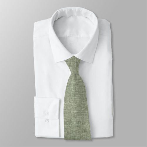 Sage Green Faux Linen Look Wedding Groom Groomsmen Neck Tie