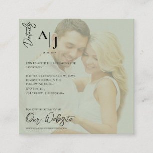 Sage Green Faux Vellum Photo Wedding Details Enclosure Card