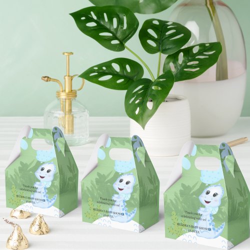 Sage Green Favor Box Blue Dinosaur Balloon 