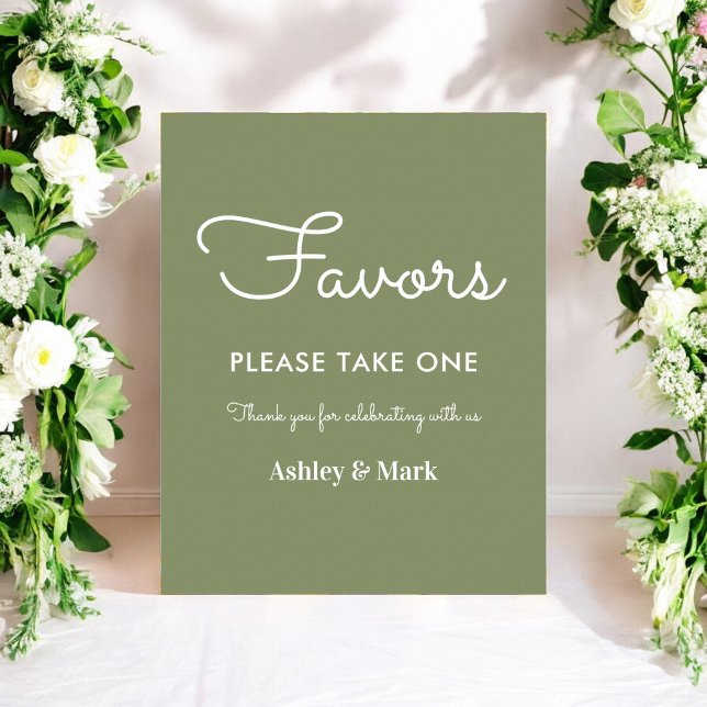 Sage Green Favors Wedding Sign Poster (Creator Uploaded)