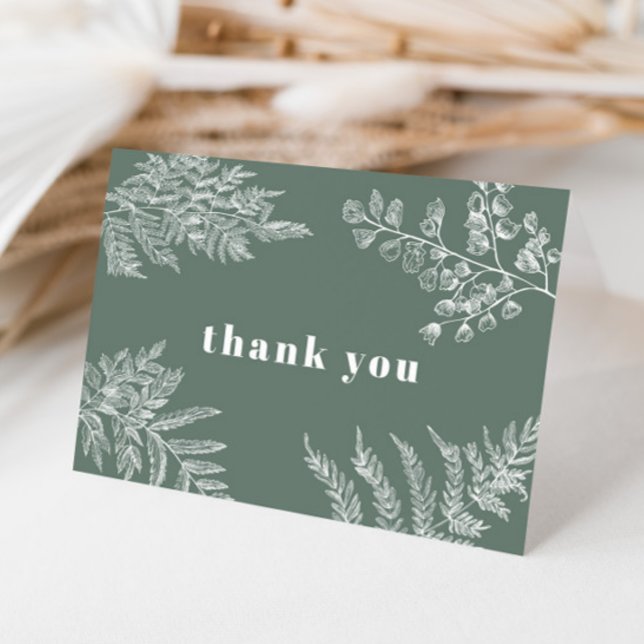 Sage Green Fern Leaf Botanical Thank You Card (Creator Uploaded)