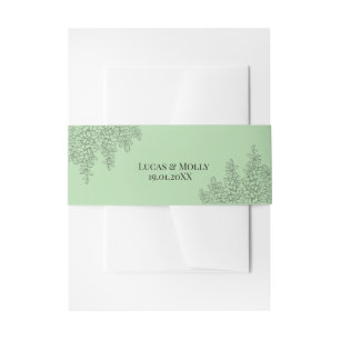 Sage Green Fern Leaf Wedding Invitation Belly Band