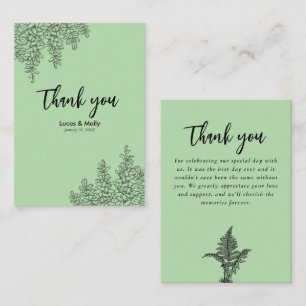 Sage Green Fern Leaf Wedding Thank you Note Card