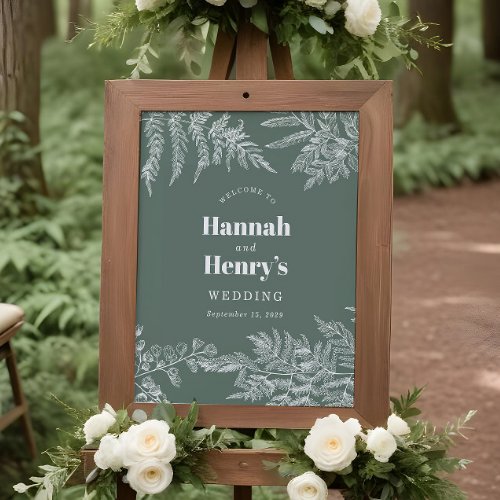 Sage Green Fern Woodland Wedding Welcome Sign