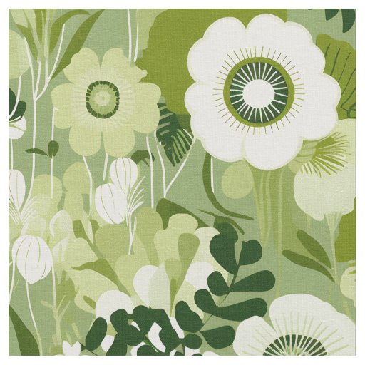 Sage Green Finnish Floral Fabric