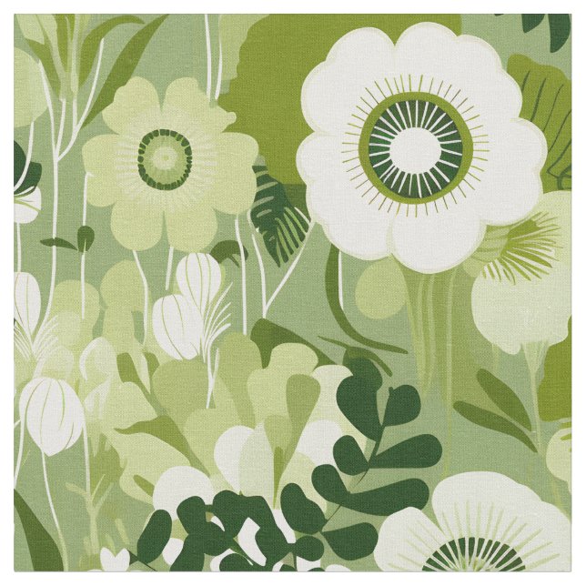 Sage Green Finnish Floral Fabric (Close Up)