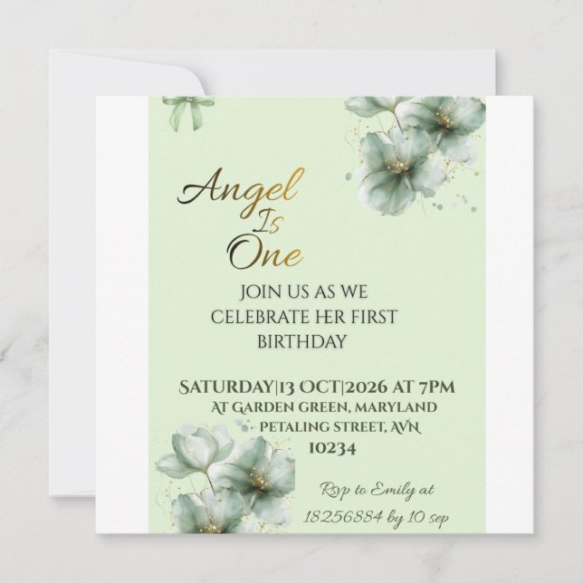 Sage Green Flat Save the Date Card| Save the Date  (Front)