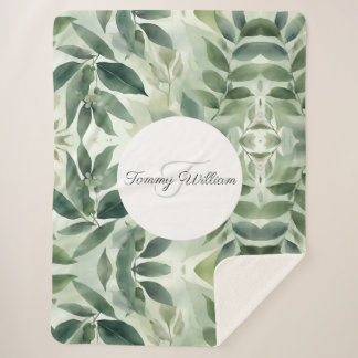 Sage Green Flora Elegant Sherpa Blanket