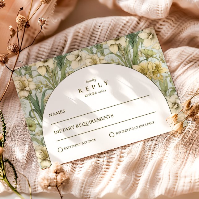 Sage Green Floral Arch Wedding RSVP Card (Creator Uploaded)