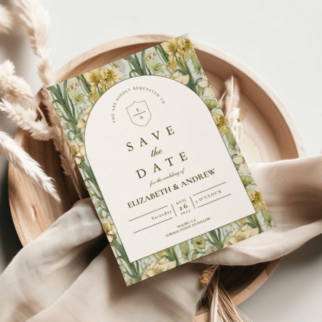 Sage Green Floral Arch Wedding Save The Date (Creator Uploaded)