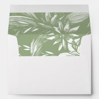 Sage green floral arrangement wedding envelope