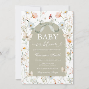 Sage Green Floral Baby in Bloom Baby Shower  Invitation