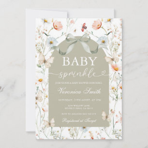 Sage Green Floral Baby Sprinkle Baby Shower  Invitation