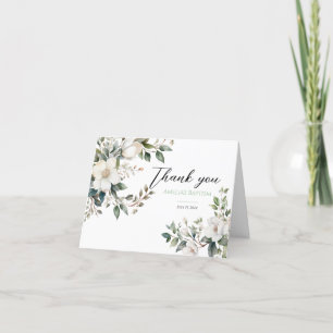 Sage Green Floral Baptism Letterpress Thank You Card