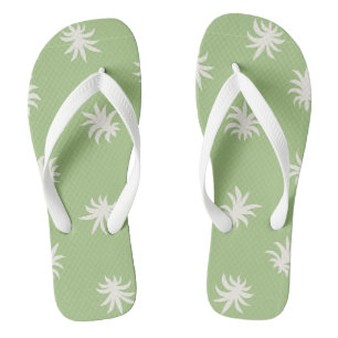 Sage Green Floral Blender Bright Tropical Summer Flip Flops