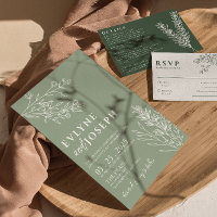 Sage Green Floral Boho Botanical Modern Wedding