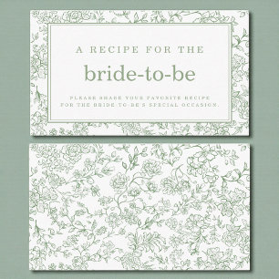 Sage Green Floral  Bridal Shower Recipe Share Enclosure Card