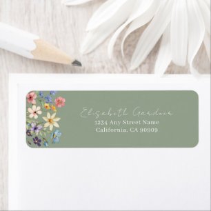 Sage Green Floral Bridal Shower Return Address Label