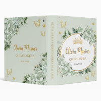 Sage Green Floral Butterflies Quince Photo Album