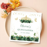 Sage Green Floral Butterflies Quinceañera Birthday Napkins<br><div class="desc">Sage Green Floral Butterflies Quinceañera Birthday Napkins</div>