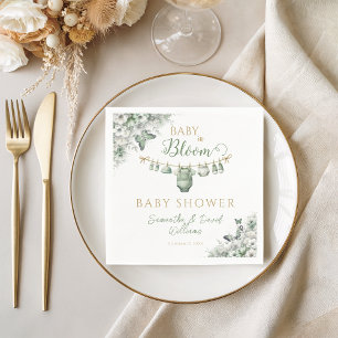 Sage Green Floral Butterfly Baby in Bloom Napkins