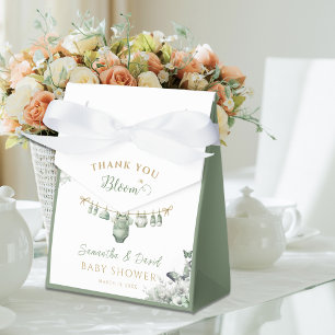 Sage Green Floral Butterfly Thank You Favor Boxes