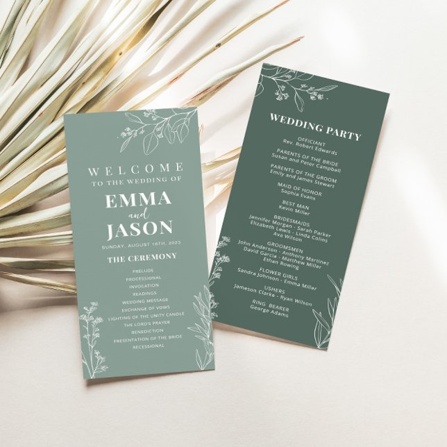 Sage Green Floral Ceremony Program  (Creator Uploaded)