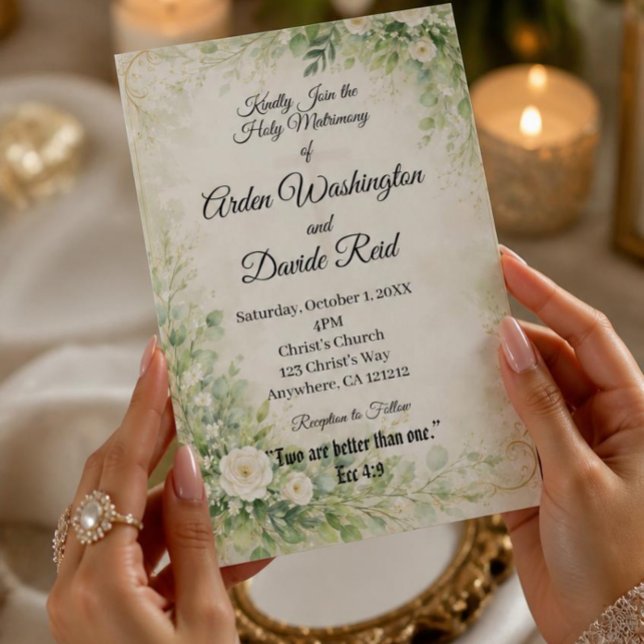 Sage Green floral Christian Wedding Invitation (Creator Uploaded)