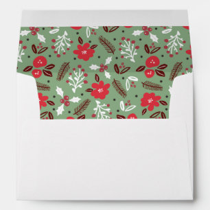 Sage Green Floral Christmas Envelope