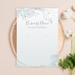 Sage Green Floral Circle Earring Jewelry Display Business Card