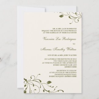 Sage Green Floral Decal Invitation