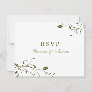 Sage Green Floral Decal RSVP Card
