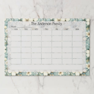  Sage Green Floral Desk Pad