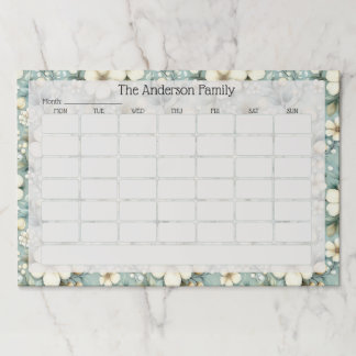 Sage Green Floral Desk Pad