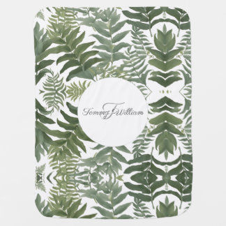 Sage Green Floral Elegant Baby Blanket