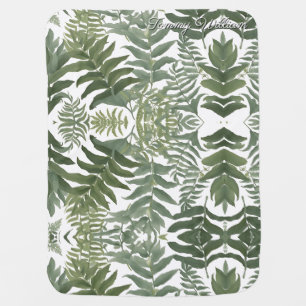 Sage Green Floral Elegant Baby Blanket