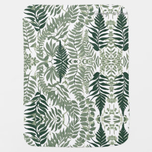 Sage Green Floral Elegant Baby Blanket