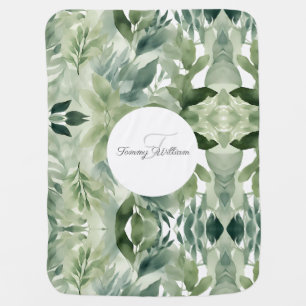 Sage Green Floral Elegant Baby Blanket