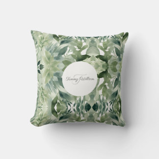  Sage Green Floral Elegant Throw Pillow